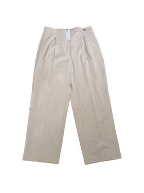 NWT Dynamite Pleated Wide Leg Pants Beige Sz 12 High Rise